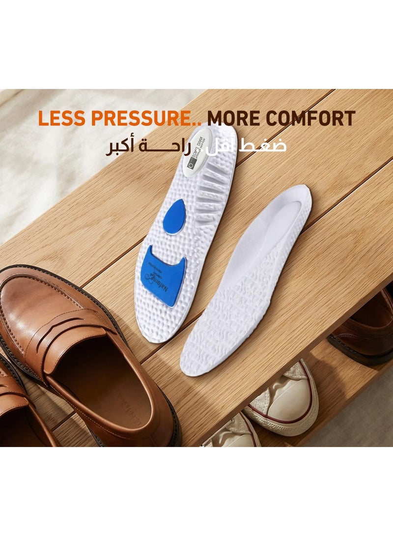 Tishta Orthopedic Shoe Insole for Men - Cushioned Support - Cut-to-Size (41-46) - (White) - (1 Pair) (High-Density Foam) - Image 4