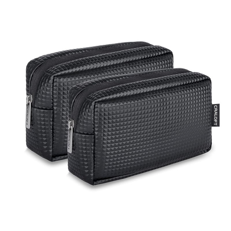 CRALOFT Store Laptop Charger Pouch/Travel Organizer Pouch for Cables/Hard Disk/Charger (PVC Sponge Leather-Black-Pack of 2) - Image 1