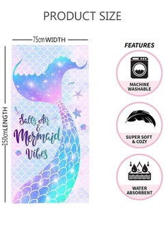DUNISO Beach Towel Oversized Microfiber Mermaid Beach Towels for Travel Quick Dry Towel for Swimmers Sand Proof Beach Towels for Women Men Girls Cool Pool Towels Beach Accessories Super Absorbent Towel 75*15  - Image 2