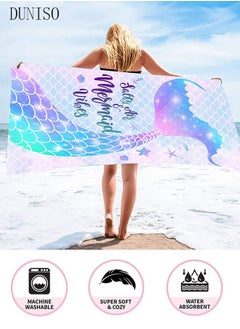 DUNISO Beach Towel Oversized Microfiber Mermaid Beach Towels for Travel Quick Dry Towel for Swimmers Sand Proof Beach Towels for Women Men Girls Cool Pool Towels Beach Accessories Super Absorbent Towel 75*15  - Image 1