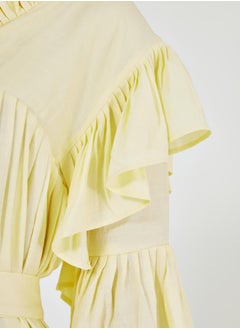 House of Moda Pleated Collar Detail Maxi Dress with Self-Tie Waist by Styli  - Image 1