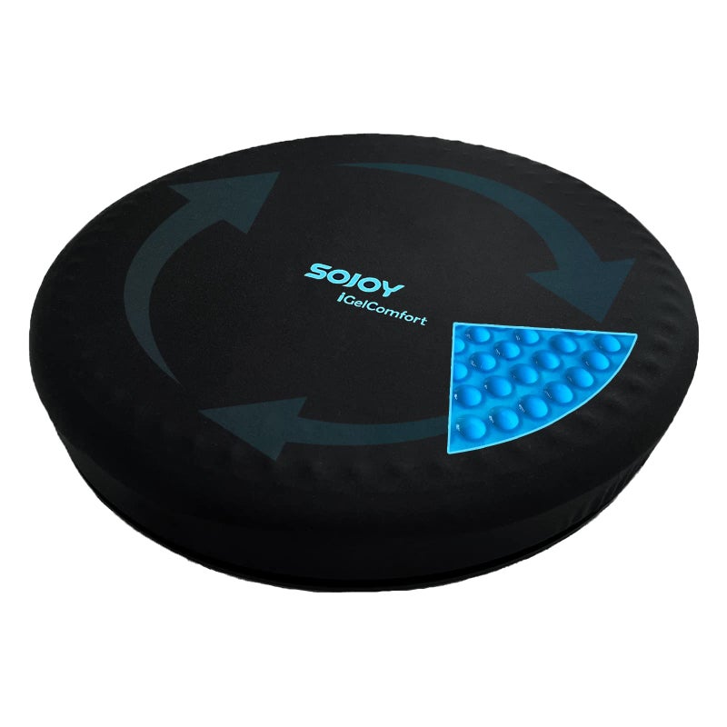 Sojoy iGelComfort Deluxe Gel Swivel Seat Cushion with Supportive Memory Foam 360 Degrees Rotating Seat Cushion for HomeStool ChairOffice135 Inches in Diameter Black
