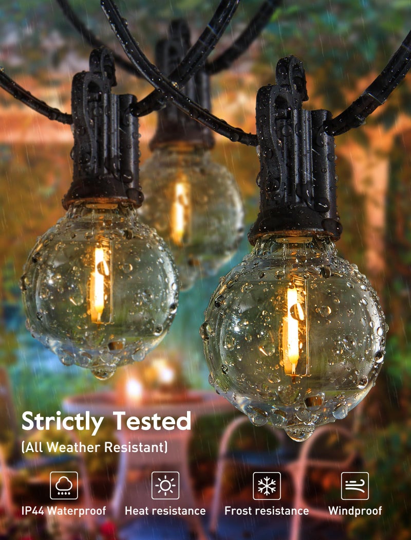 Brightown أضواء خيط خارجية بطول 25 قدم G40 كروية LED مع 13 لمبة إيديسون بلاستيكية (1 احتياطية)، أضواء معلقة مقاومة للماء للحديقة والشرفة والبالكون وزينة الحفلات، قاعدة مقبس E12، سوداء - Image 5