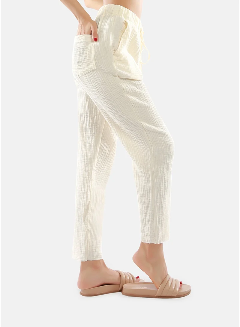 London Rag London Rag Beige Drawstring Narrow Bottom Summer Pants.