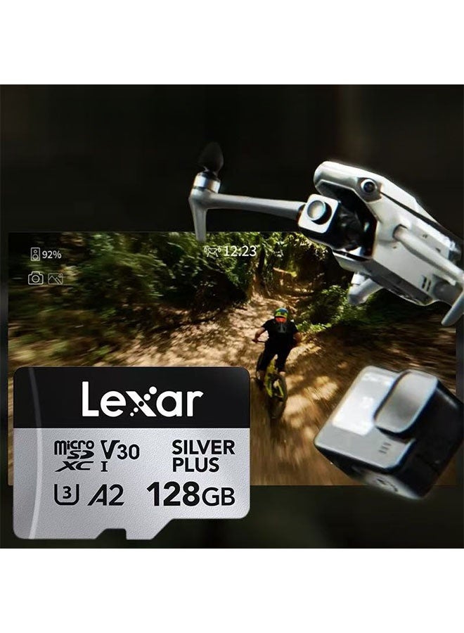 Lexar Industrial Store LEXAR SILVER PLUS Memory Card 128GB Delivers high-speed performance with read speeds up to 205MB/s and write speeds up to 150MB/s Ideal for DJI drones, action cameras, tablets, dashcams, and more - Image 2