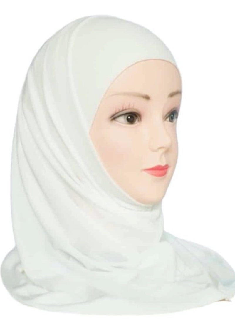 Off-White color Lycra 2 PCs women's Hijab scarf headscarf abaya cap Two-pieces plain light weight Lycra hijab , material.Stretchy, very comfy & good for everyday use, doesn't need a pin