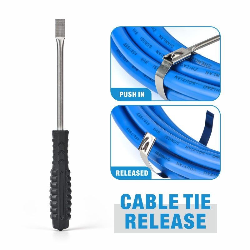 IWISS Metal Zip Tie Gun Wrap Tool for Stainless Steel Cable Ties, Tensioning & Cutting Functional Cable Tie Gun c/w Free Zip Tie Release Tool - Image 2