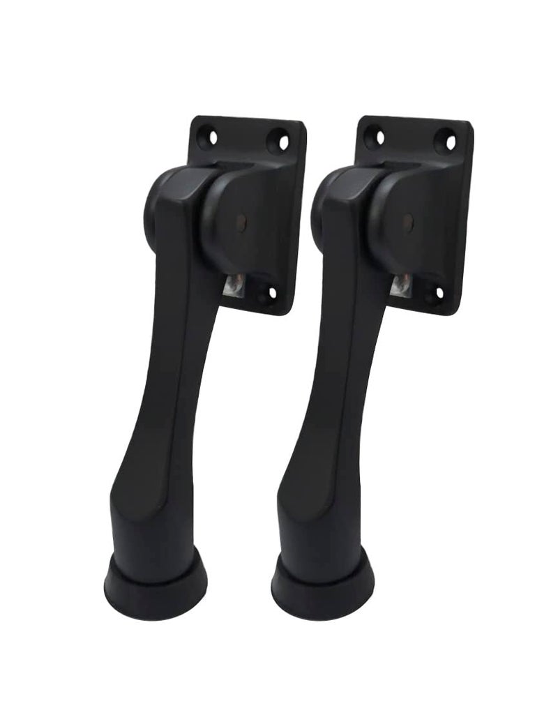 QCAA Solid Brass Drop Down Door Stop 4 Matte Black 2 Pack