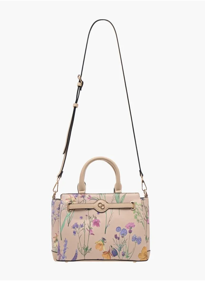 سيليست Women Floral Print Tote Bag with Double Handle and Zip Closure