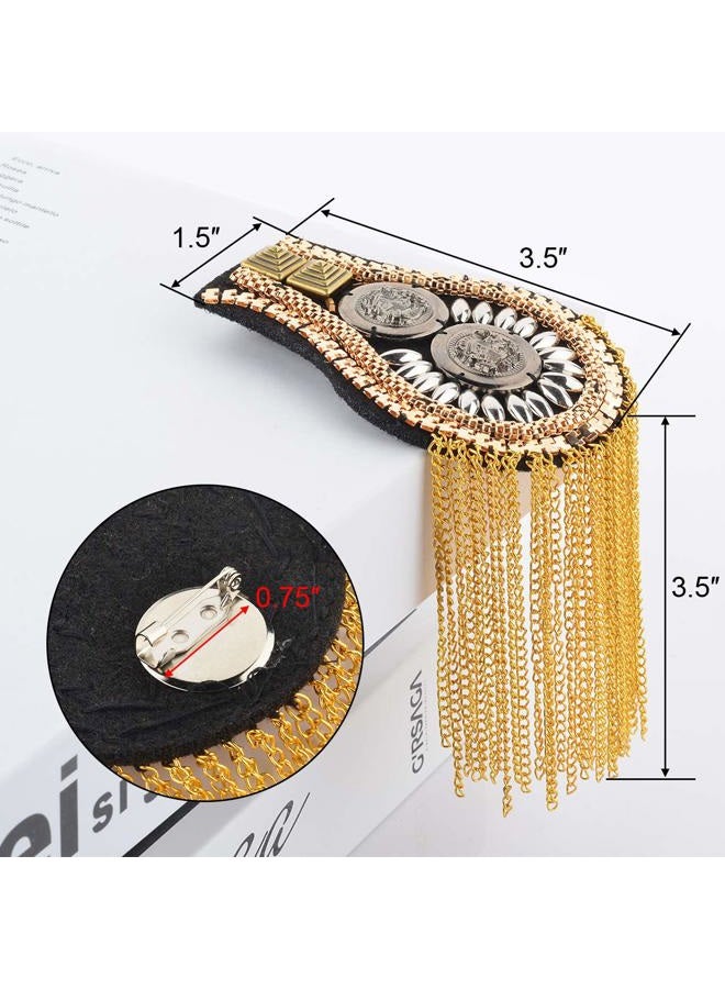 CM Fashion Star Tassel Link Chain Epaulet Shoulder Boards Badge, 1 Pair (Gold Tone(Style 2)) - Image 4