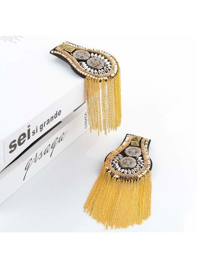 CM Fashion Star Tassel Link Chain Epaulet Shoulder Boards Badge, 1 Pair (Gold Tone(Style 2)) - Image 5