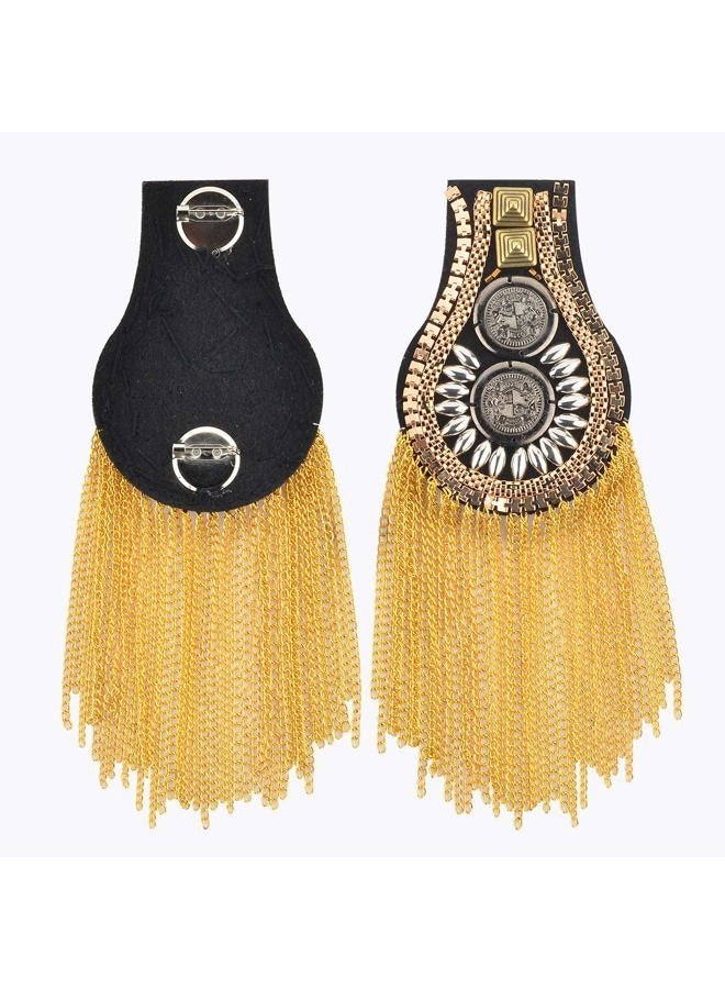 CM Fashion Star Tassel Link Chain Epaulet Shoulder Boards Badge, 1 Pair (Gold Tone(Style 2)) - Image 3