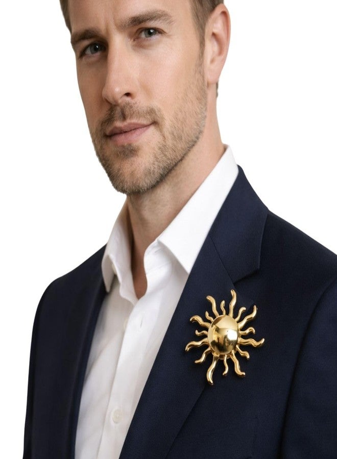 Leonardi Metal Lapel Pin/Brooch For Mens | Suit | Formal | Metal | Alloy | Packaging - Wooden Box | Size - Standard | Colour - Gold Leave | Pack of 1 | - Image 3