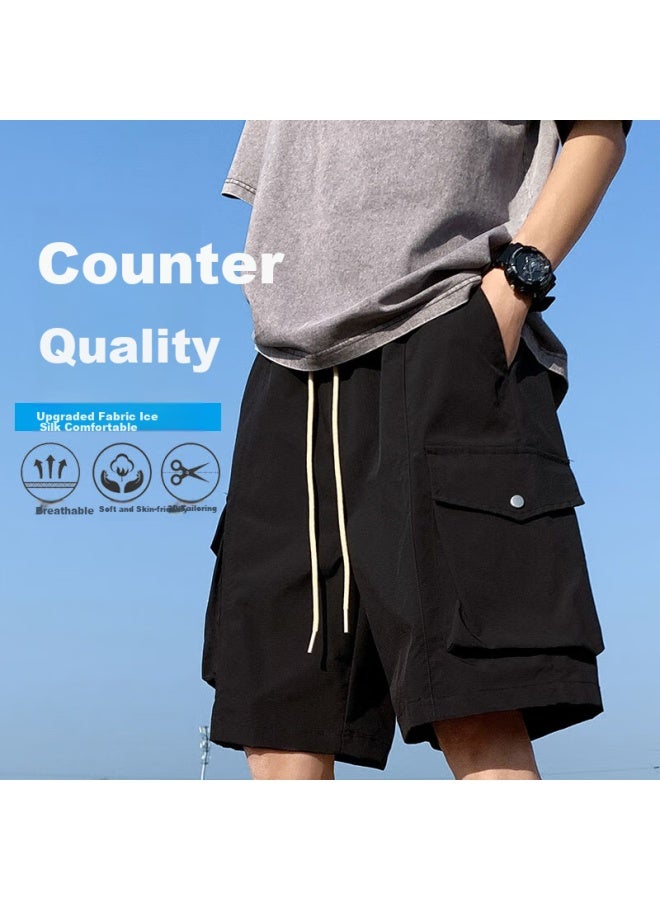 I'm David Men's Plus Size Work Shorts Ice Silk Water Repellent Quick Dry Outdoor Shorts Men Summer Black 3XL - Image 1