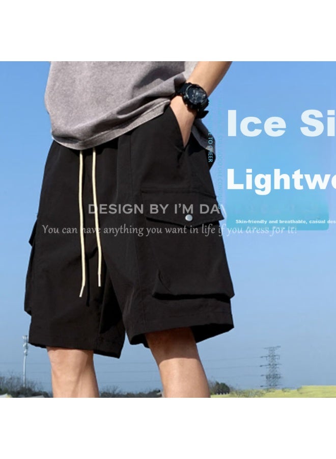 I'm David Men's Plus Size Work Shorts Ice Silk Water Repellent Quick Dry Outdoor Shorts Men Summer Black 3XL - Image 2