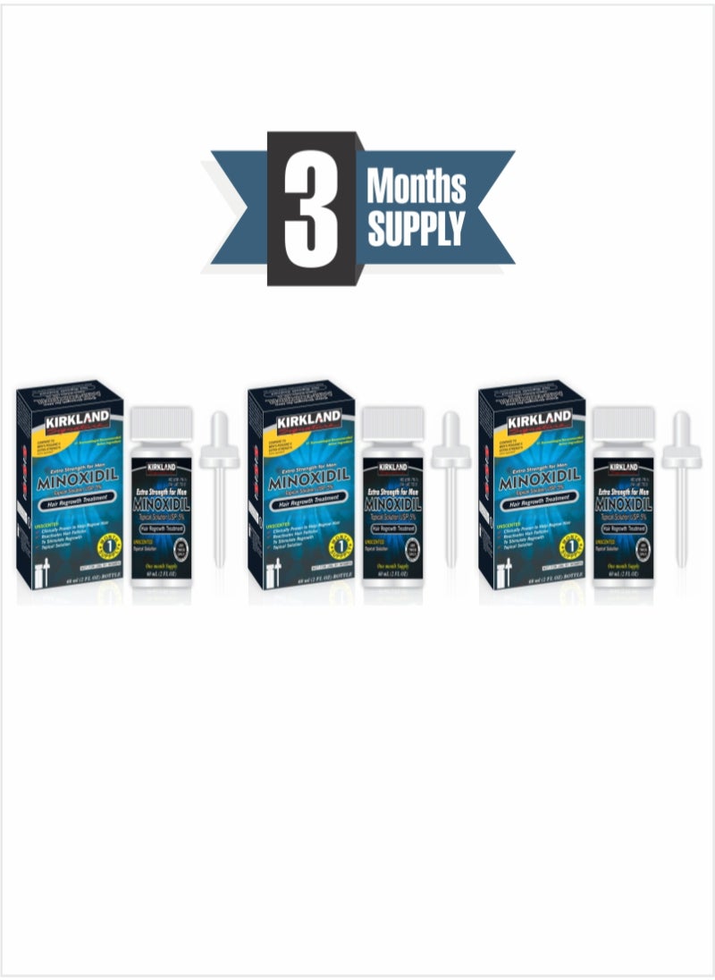 Kirkland Signature - Minoxidil Hair Growth Solution USP 5%: Proven Solution for Men Pack of 3 - Image 1