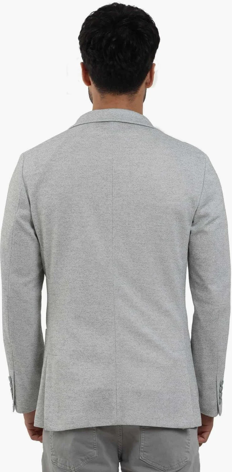 Dufy Khaki Men's Slim Fit Dobby Mono Collar Jacket 104433