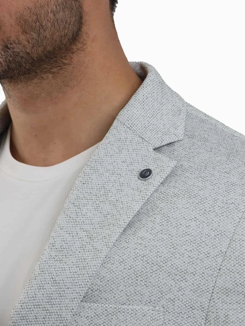 Dufy Khaki Men's Slim Fit Dobby Mono Collar Jacket 104433