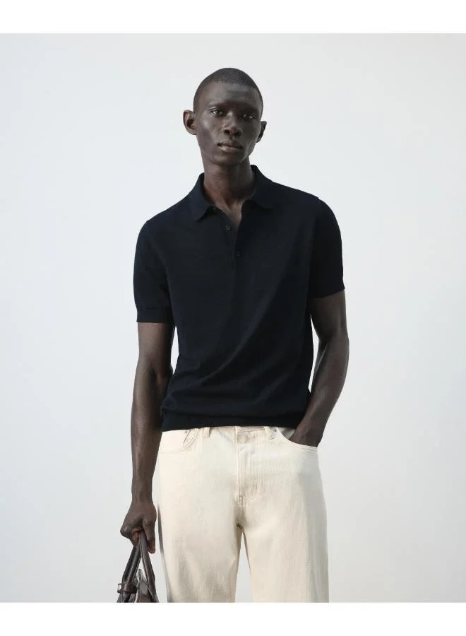Mango Man 100% cotton fine-knit polo shirt