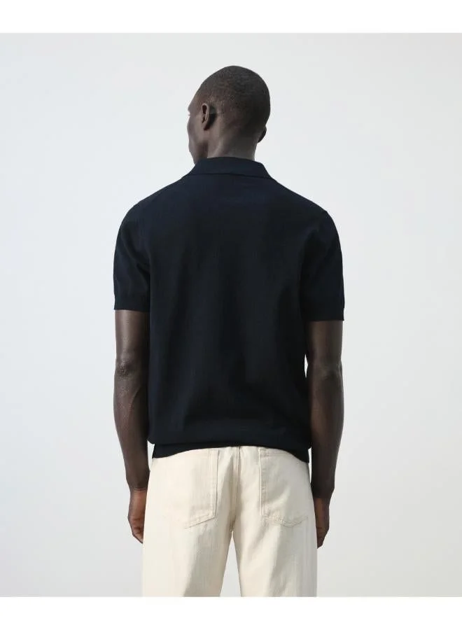 Mango Man 100% cotton fine-knit polo shirt