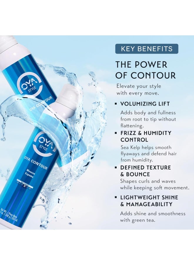 OYA CONTOUR Moisturizing Hair Mousse - Nourishing Volumizing Styling Foam for Curly & Wavy Hair - Defines Curls, Smooths Frizz, Boosts Shine & Bounce - Flexible Hold Salon Quality Styling - 253 ml - Image 5