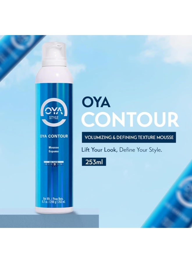 OYA CONTOUR Moisturizing Hair Mousse - Nourishing Volumizing Styling Foam for Curly & Wavy Hair - Defines Curls, Smooths Frizz, Boosts Shine & Bounce - Flexible Hold Salon Quality Styling - 253 ml - Image 2