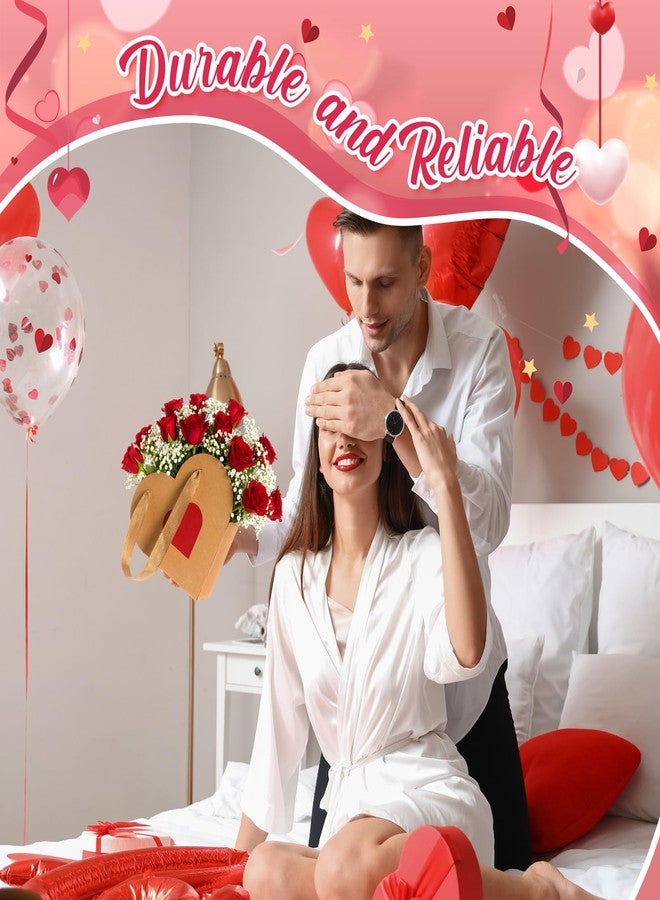 Glenmal 24 Pcs Valentine's Day Heart Shaped Flowers Boxes Kraft Paper Wrap Floral Gift Bag with Handles Bouquet Storage Bucket for Mother's Day, Wedding, Bridal Shower, Engagement Parties - Image 2