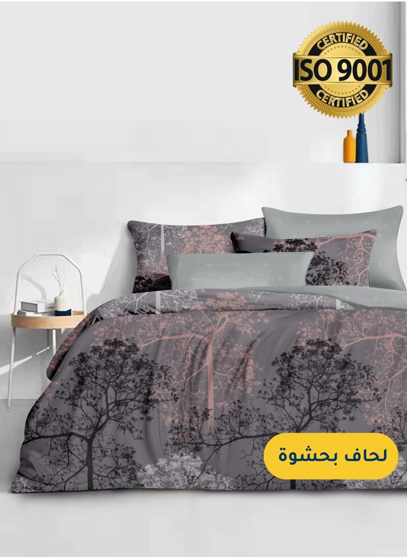 Master Home Textile - Microfiber Printed Comforter Sets, Fits 160 x 200 cm Queen Size Bed, 4 Pcs, With Soft Filling, Celine Series - Image 1