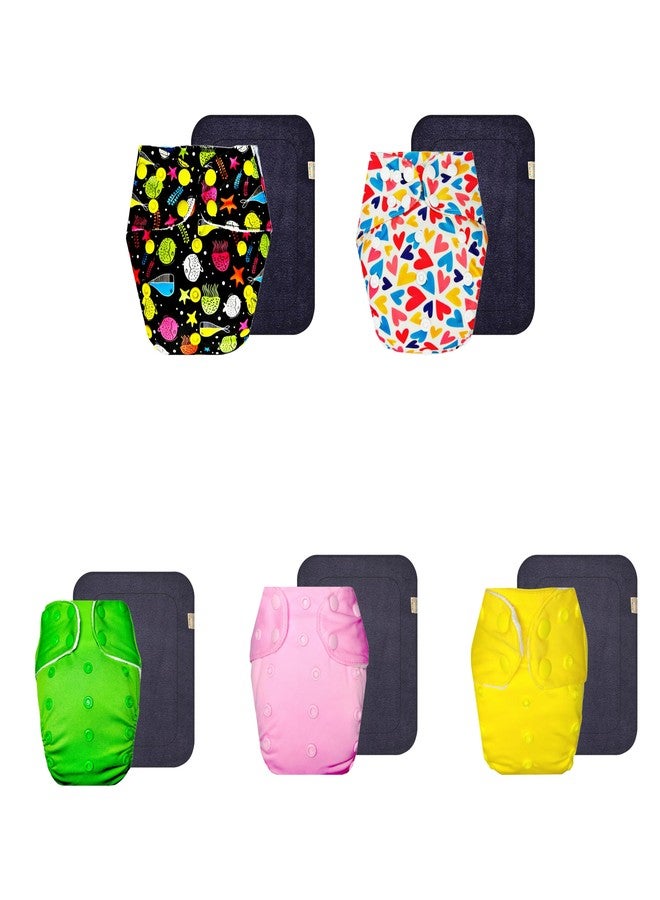 Dumbledo Premium Cloth Diaper with Gray Insert (Pack of 5) | Soft & Gentle | 6-Layer Absorbent Pad | Quick Dry | Everyday Diapering Essential | 3 Months - 3 Years | Unisex Baby - Image 1