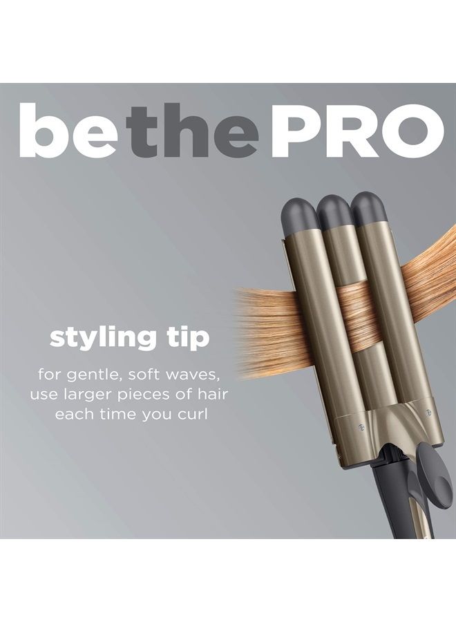 CONAIR INFINITIPRO من CONAIR مكواة تجعيد ثلاثية الأسطوانات، مموج الشعر، لإنشاء Waves شاطئية، Waves طويلة الأمد للاستخدام على الشعر المتوسط إلى الطويل - Image 3
