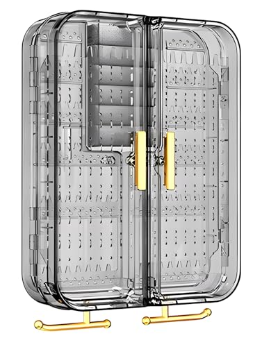Sooyee Hanging Earrings Organizer HolderCan Accommodate Rings Necklaces EarringsPlastic Wall Earring Hanger Display for Women GirlsClearNoDrill - Image 1