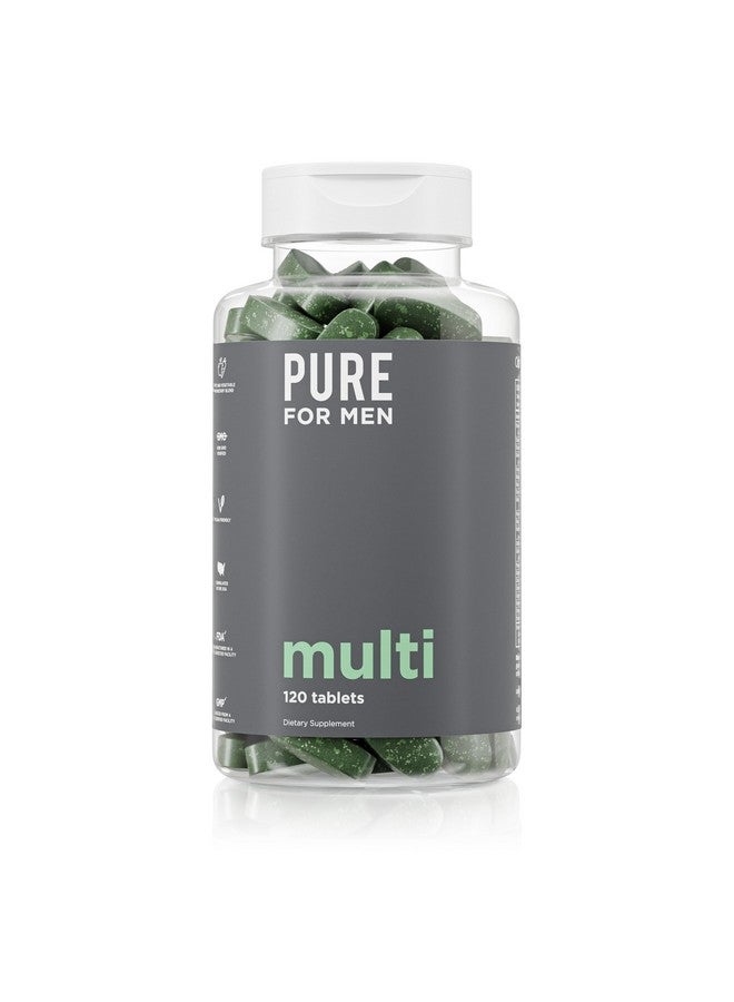 Pure for Men Multivitamin Supplement | Energy, Mood Support, Strong Bones, Antioxidants, Minerals | Vitamins A, B, C, D, Magnesium, Calcium | 42 Fruit & Vegetable Proprietary Blend | 120 Vegan Tablets - Image 1