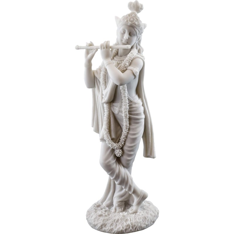 Top Collection Krishna Statue- Hindu God of Love and Divine Joy Sculpture in Premium White Marble Finish- 10-Inch Collectible Figurine - Image 1