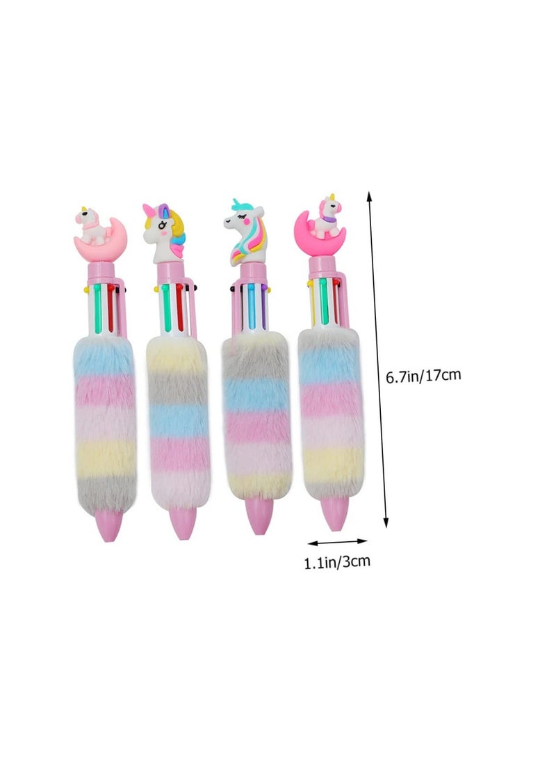 XiuWoo 4 Pcs Unicorn Ballpoint Pen Mini Plush Pens Retractable Gel Ink Multicolor Unique Writing for Office Supplies Party Gifts Colored Pencils - Image 5