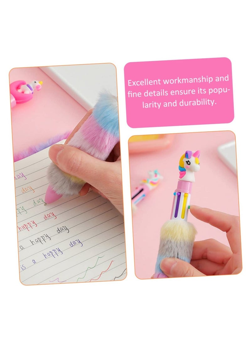 XiuWoo 4 Pcs Unicorn Ballpoint Pen Mini Plush Pens Retractable Gel Ink Multicolor Unique Writing for Office Supplies Party Gifts Colored Pencils - Image 2