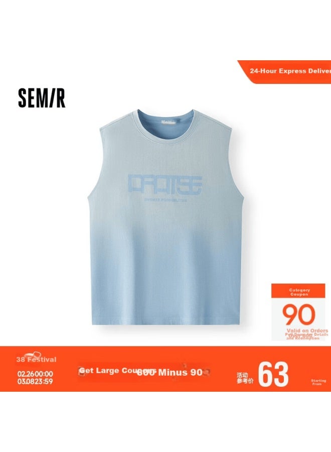 Semir Men's Summer Cotton Letter Print Sleeveless Gradient Wide Shoulder Knit Vest 101325102104 - Image 1