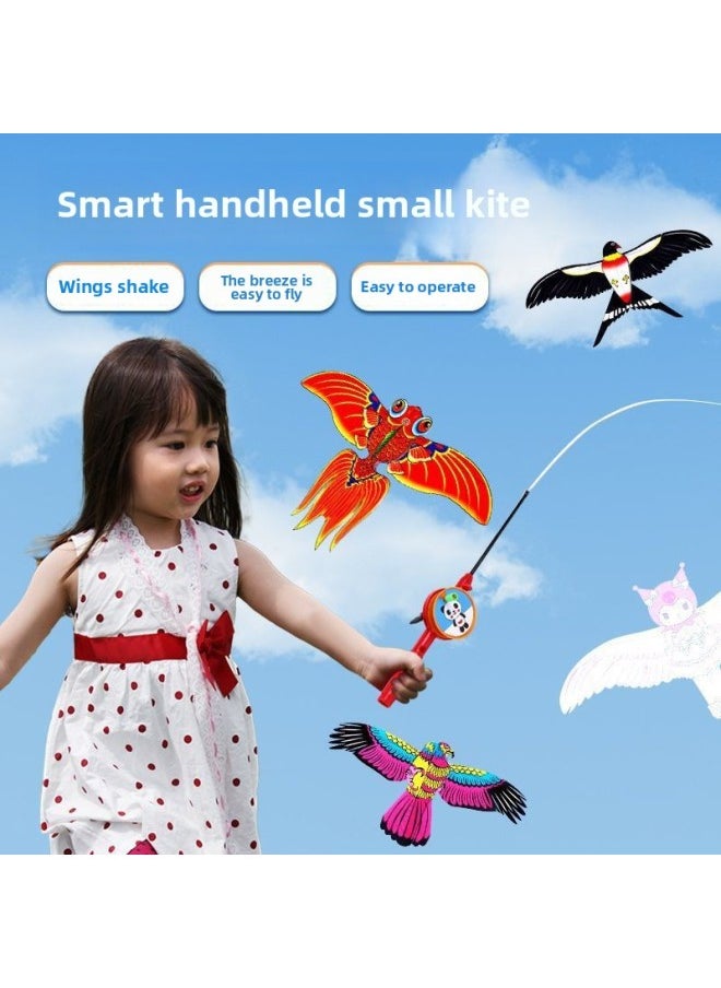 Generic - Fishing Rod Kite Dynamic Mini Swallow Butterfly Children 3 To 6 Years Old Breeze Easy Fly Plastic UFO Handheld Small Kite-Colour:Small Fishing Rod + 45m Lines] Beginners Can Fly Directly-Specification:Bird + Bee + Butterfly [three Poles And Three Lines] - Image 1
