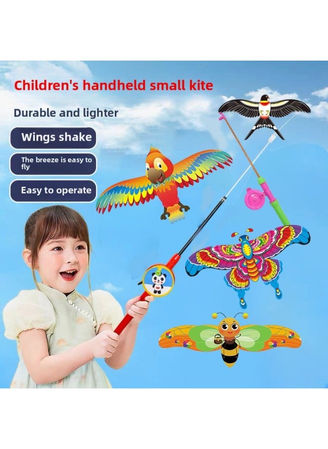 Generic - Fishing Rod Kite Dynamic Mini Swallow Butterfly Children 3 To 6 Years Old Breeze Easy Fly Plastic UFO Handheld Small Kite-Colour:Small Fishing Rod + 45m Lines] Beginners Can Fly Directly-Specification:Bird + Bee + Butterfly [three Poles And Three Lines] - Image 1