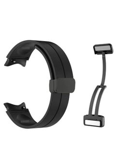 Generic Silicone Strap With Magnetic Folding Buckle Compatible With Samsung Galaxy Watch 5 Pro 45mm - Watch 5 44mm 40mm - Galaxy Watch 4, Special Strap No Gap Design Black  - Image 2