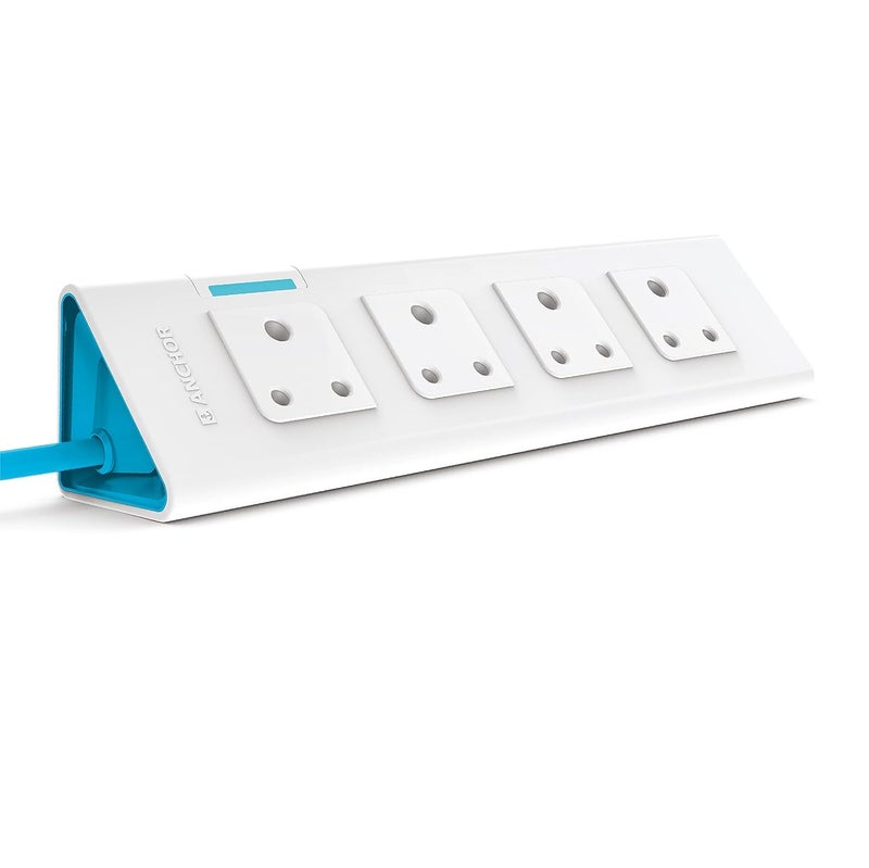 Anchor by panasonic 22061 6A Power Strip 4 Socket Spike Guard with Single Switch (1.5 m, White and Blue) - Image 1