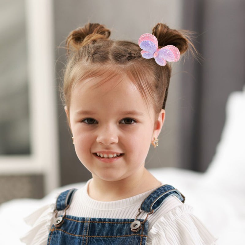 6pcs Toddler Hair Ties: Butterfly Glittering Elastic Hair Bands For Baby Toddler - Baby Accessories For Festival & Daily Wear - Image 5