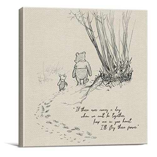 Dolimifa Classic Winnie the Pooh Wall Art Decor If There Ever Comes a Day Quote Canvas Painting Pictures Framed Print Sign Artwork Ready to Hang for Home Nursery 8x8 Inch - Image 1