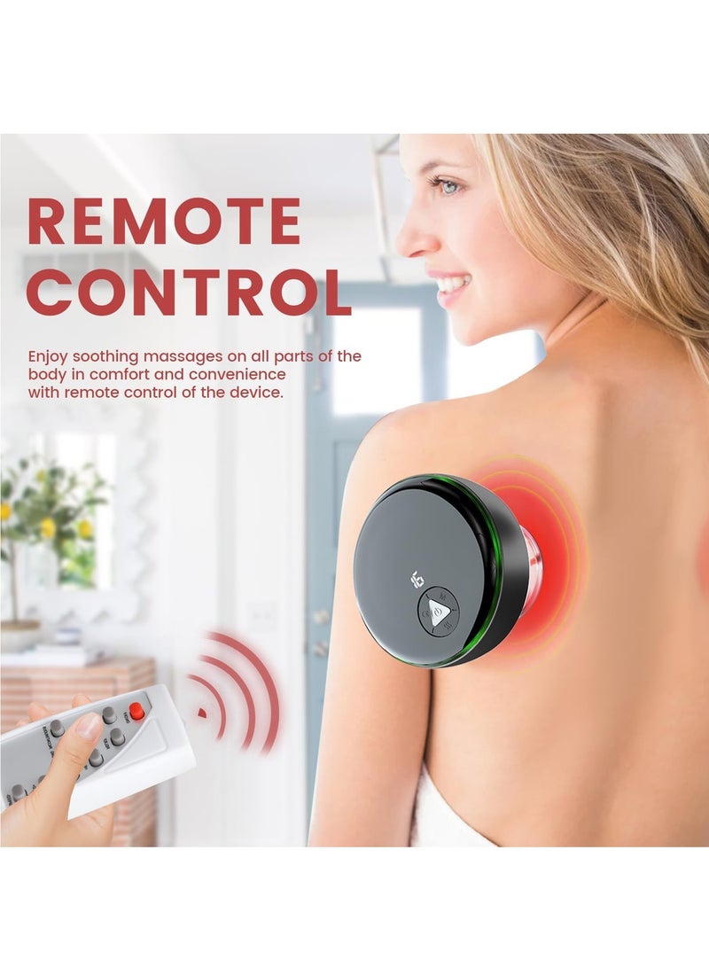 KASTWAVE مجموعة العلاج بالحجامة الكهربائية الذكية مع الضوء الأحمر، جهاز الحجامة الديناميكي، مدلك السيلوليت 4 في 1، مجموعة العلاج بالحجامة بالشفط، 16 مستوى من الحرارة والشفط (أسود) - Image 5