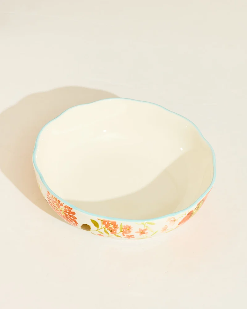 Redtag Ivory And Multicolour Floral Salad Bowl