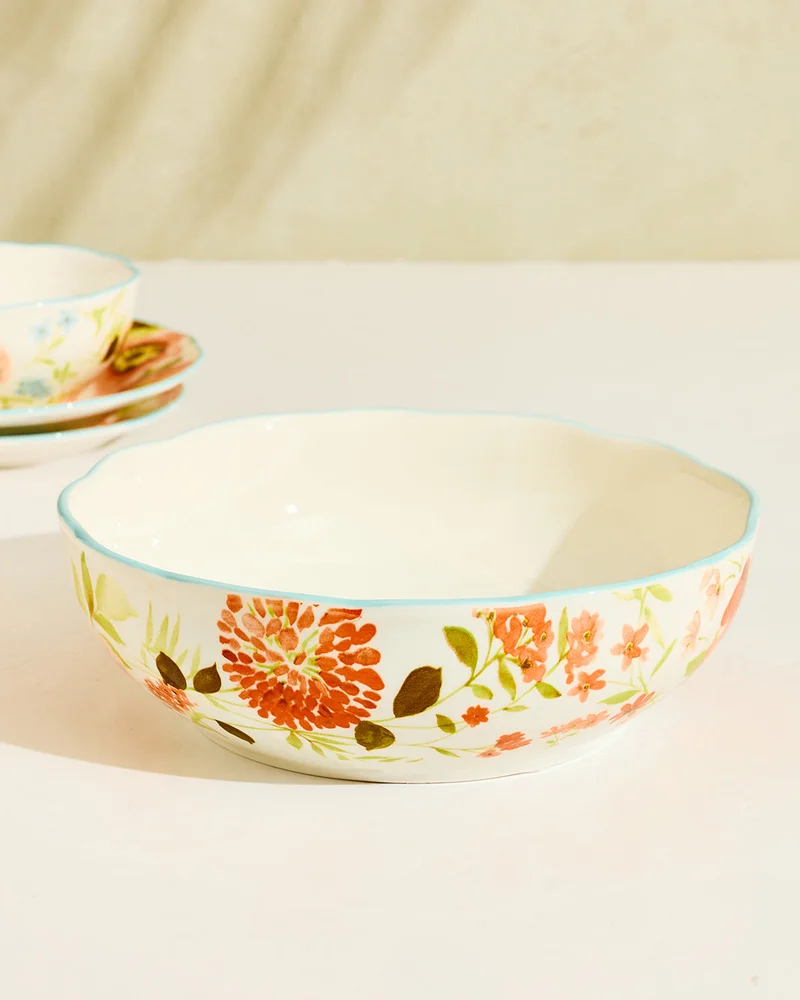 Redtag Ivory And Multicolour Floral Salad Bowl