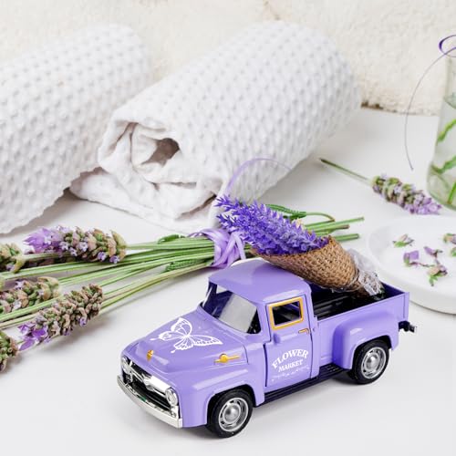 CRAFLOX Lavender Truck Decor with Flowers, Purple Floral Pickup Truck with Butterfly, Rustic Farmhouse Tabletop Centerpiece, Spring Country Home Office Kitchen Tiered Tray Decor - Image 2
