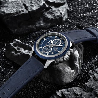 Leather Band Water Resistant Chronograph Wrist Watch - NF8075 - view 4