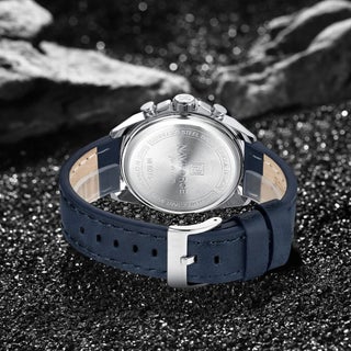 Leather Band Water Resistant Chronograph Wrist Watch - NF8075 - view 5
