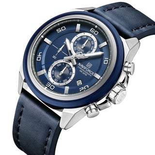 Leather Band Water Resistant Chronograph Wrist Watch - NF8075 - view 2