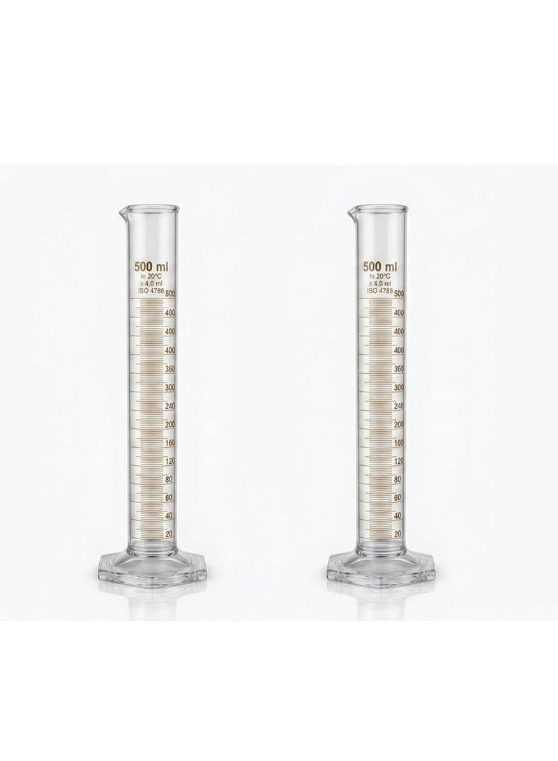 Protect Measuring Cylinder 500ml | Borosilicate Glass Graduated Cylinder with Base | Accurate Lab Measuring Cylinder for Laboratory, School & Scientific Use | 500 ml Capacity - Image 2
